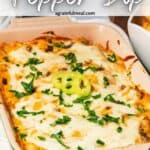 Pinterest image of the dip with the words "stuffed banana pepper dip" in text overlay.